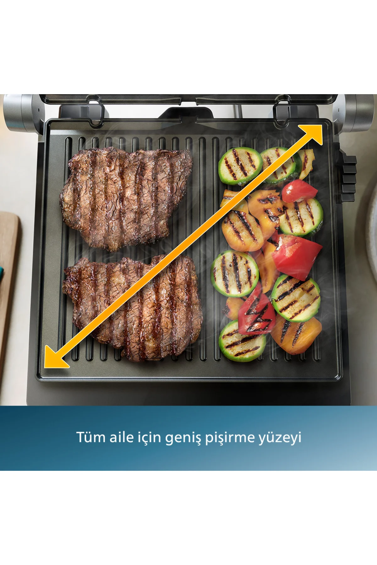 5000 Serisi, 2200W, Izgara ve Tost Makinesi, Izgara için Tam Açılır, HD6301/90