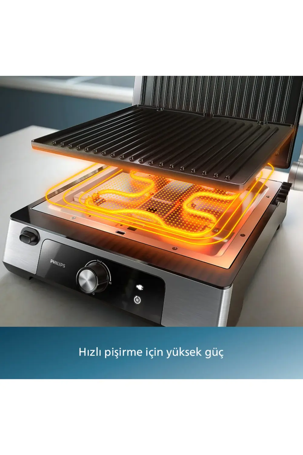 Philips 5000 Serisi, 2200W, İzgara Ve Tost Makinesi, İzgara İçin Tam Açıl