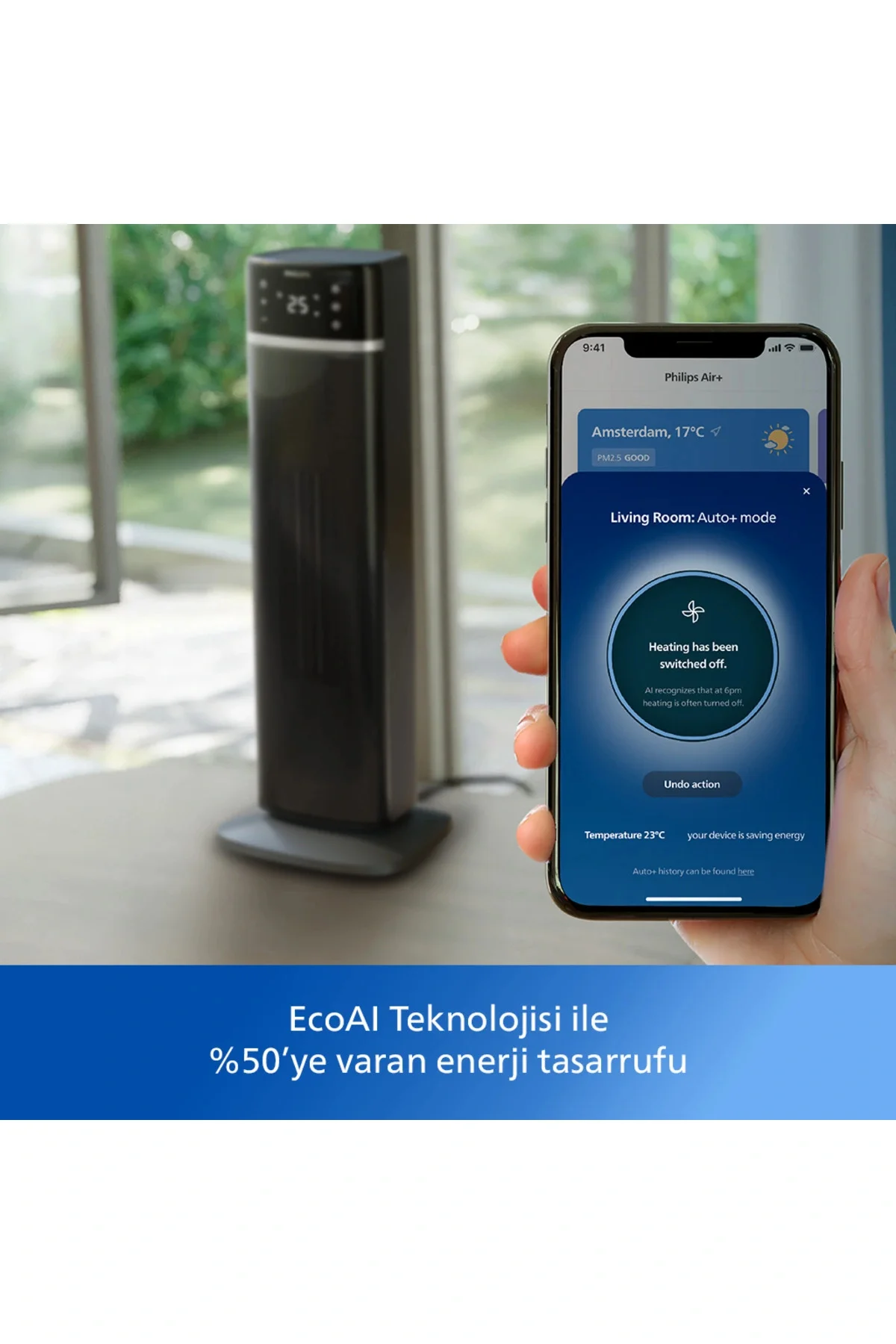 5000 Serisi Akıllı Kule Tipi Seramik Isıtıcı, 2 saniyede hızlı ısıtma, CX5120/11