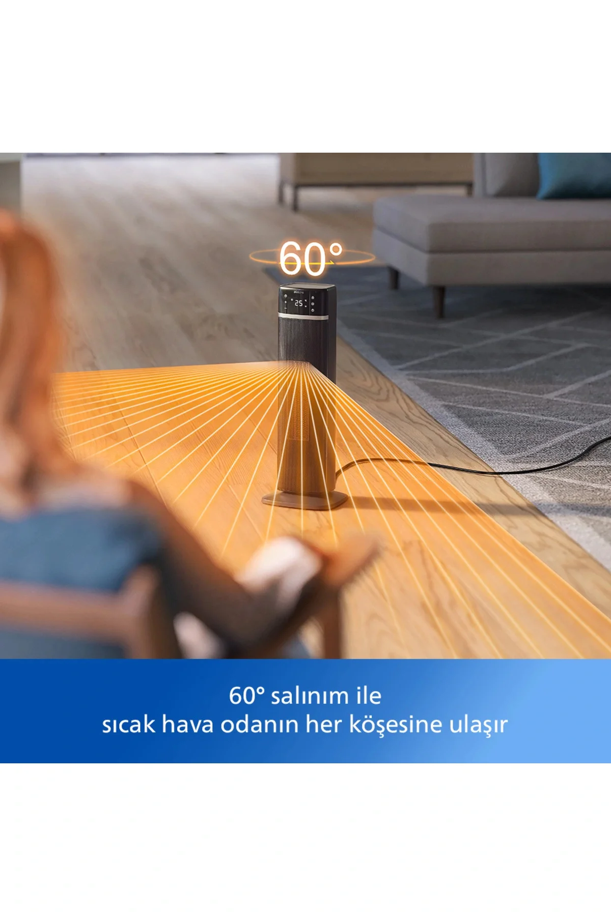 5000 Serisi Akıllı Kule Tipi Seramik Isıtıcı, 2 saniyede hızlı ısıtma, CX5120/11