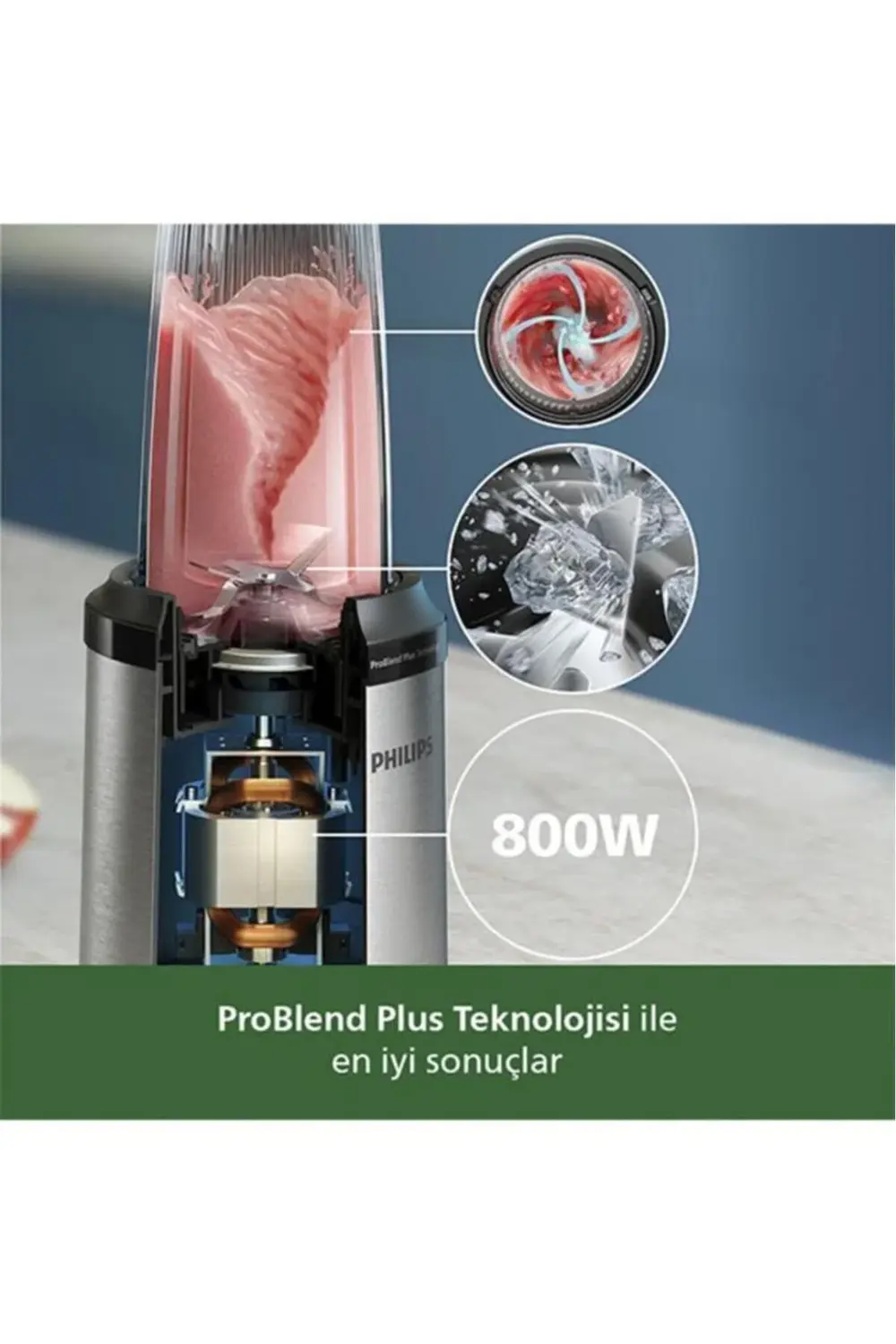 Philips 5000 Serisi Blender 800W, Problend Plus Teknolojisi, 0,7 Lt Kapas