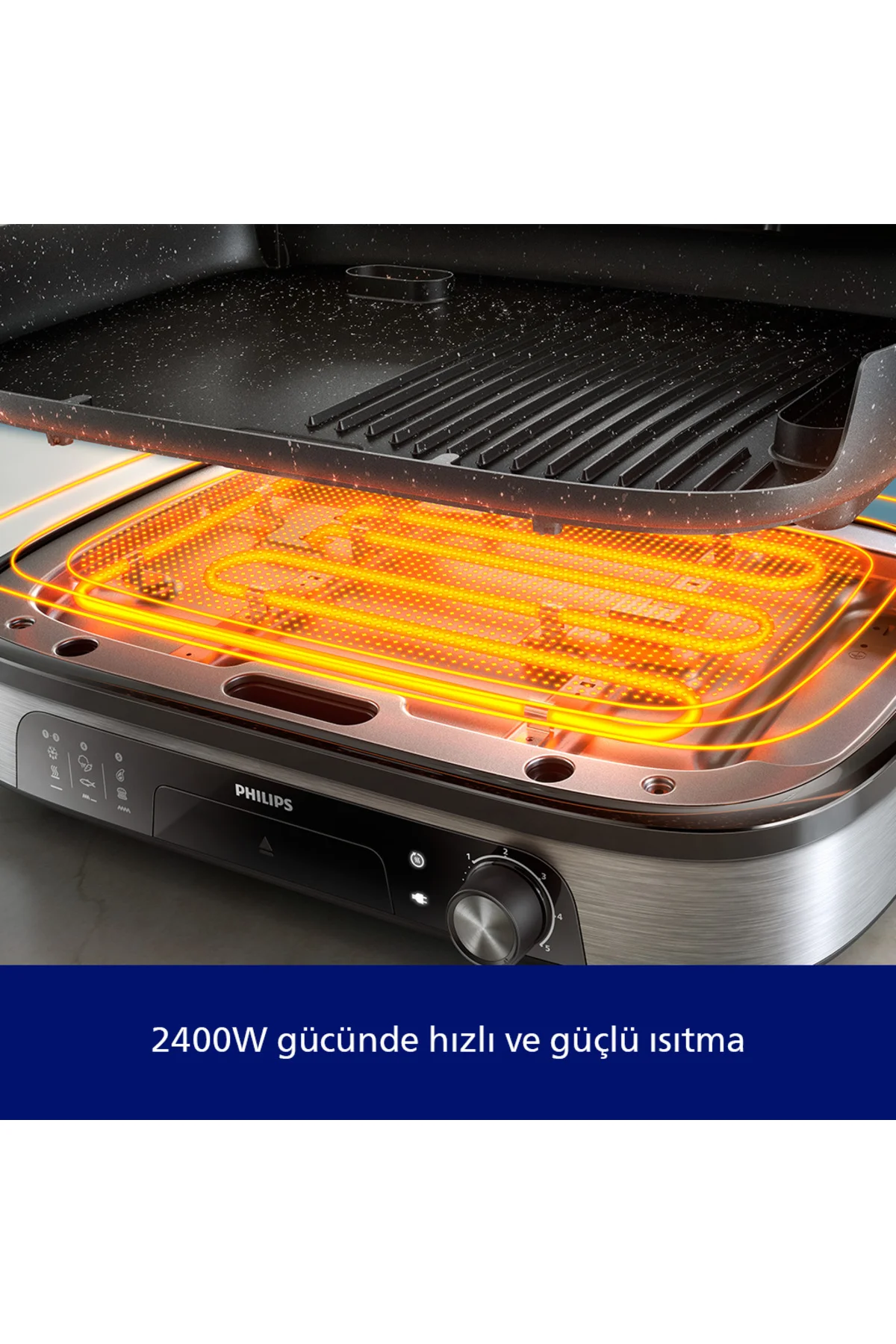 5000 Serisi Elektrikli Izgara 2400W, Aroma İnfüzörü ve Tütsüleyici, 5 Sıcaklık Ayarı, HD6212/90