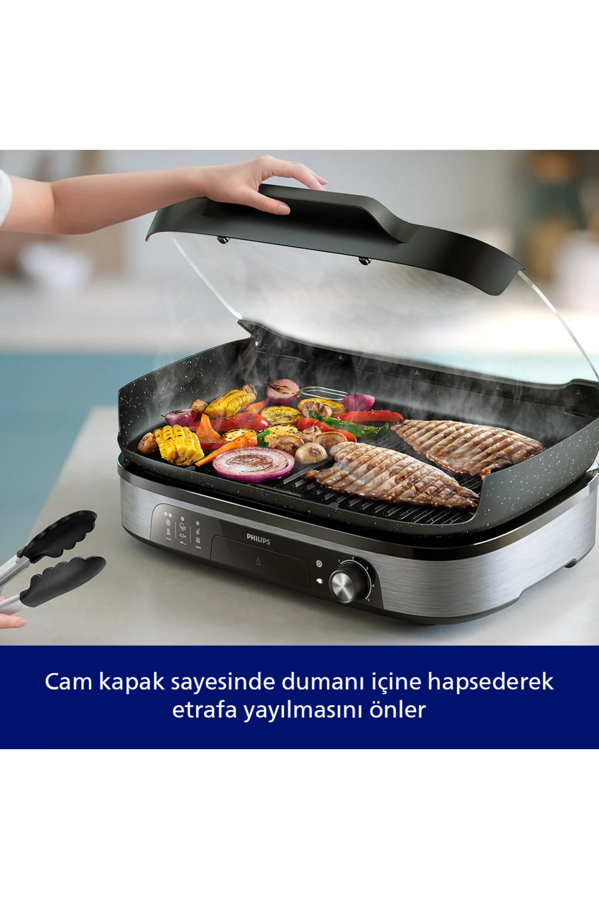 5000 Serisi Elektrikli Izgara 2400W, Aroma İnfüzörü ve Tütsüleyici, 5 Sıcaklık Ayarı, HD6212/90