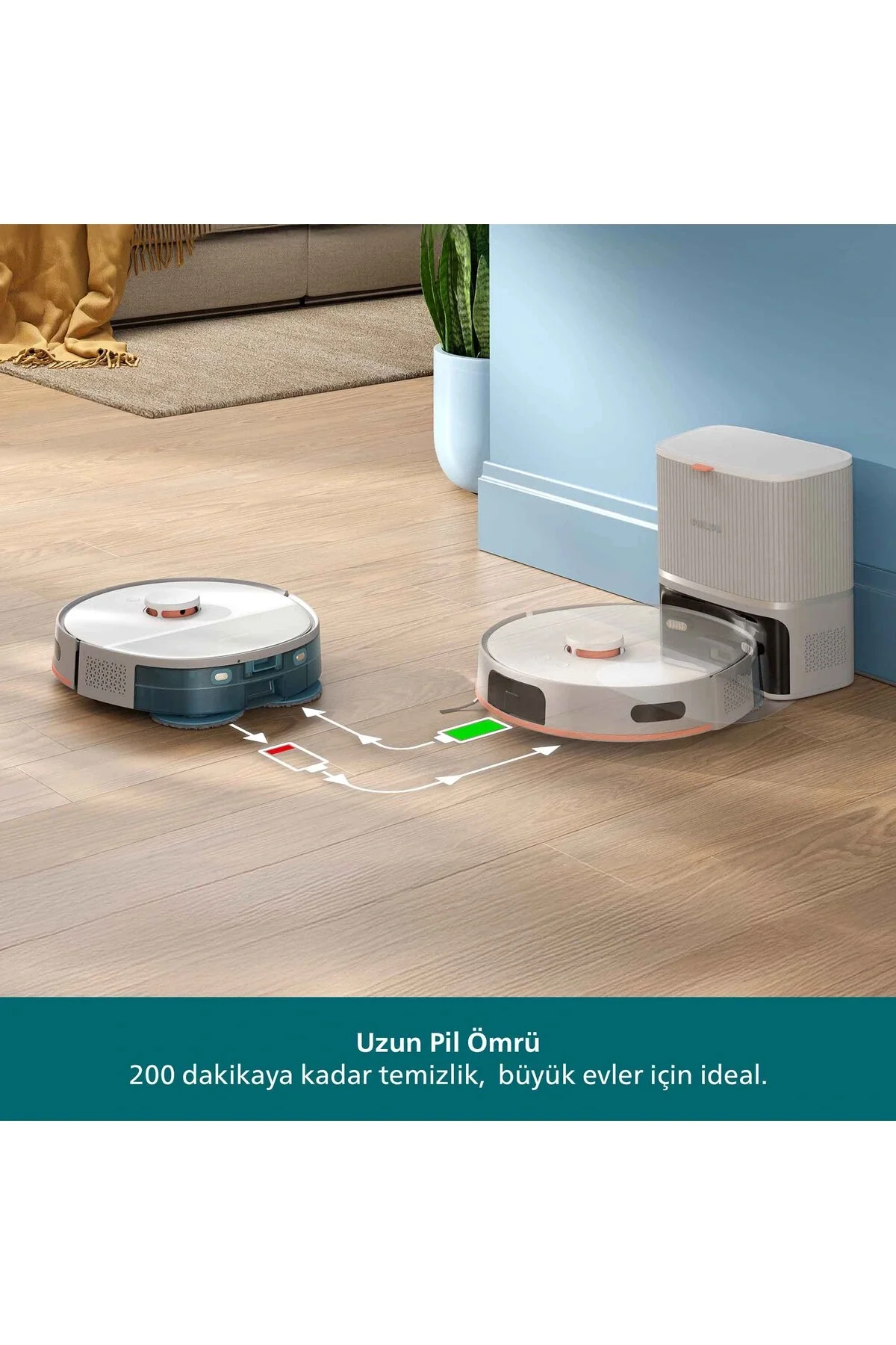 5000 Serisi Islak Kuru Robot Süpürge, Yüksek Emiş Gücü, Otomatik Boşaltma, Beyaz, XU5100/20