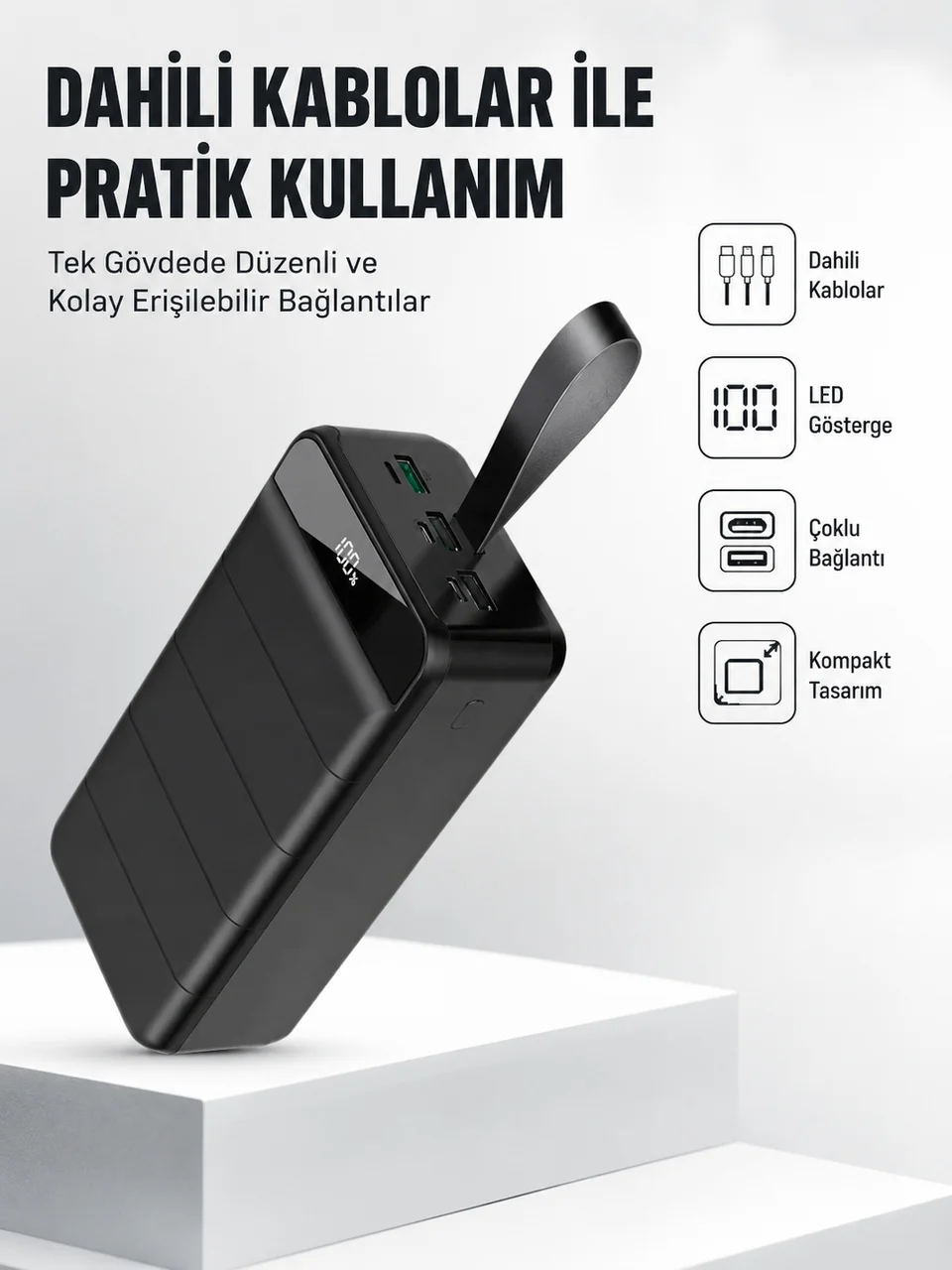 50.000 Mah Kapasiteli Powerbank Hızlı Şarj Destekli, 4 Usb Portlu, Led Işıklı Taşınabilir Enerji Deposu - Lisinya Diğer