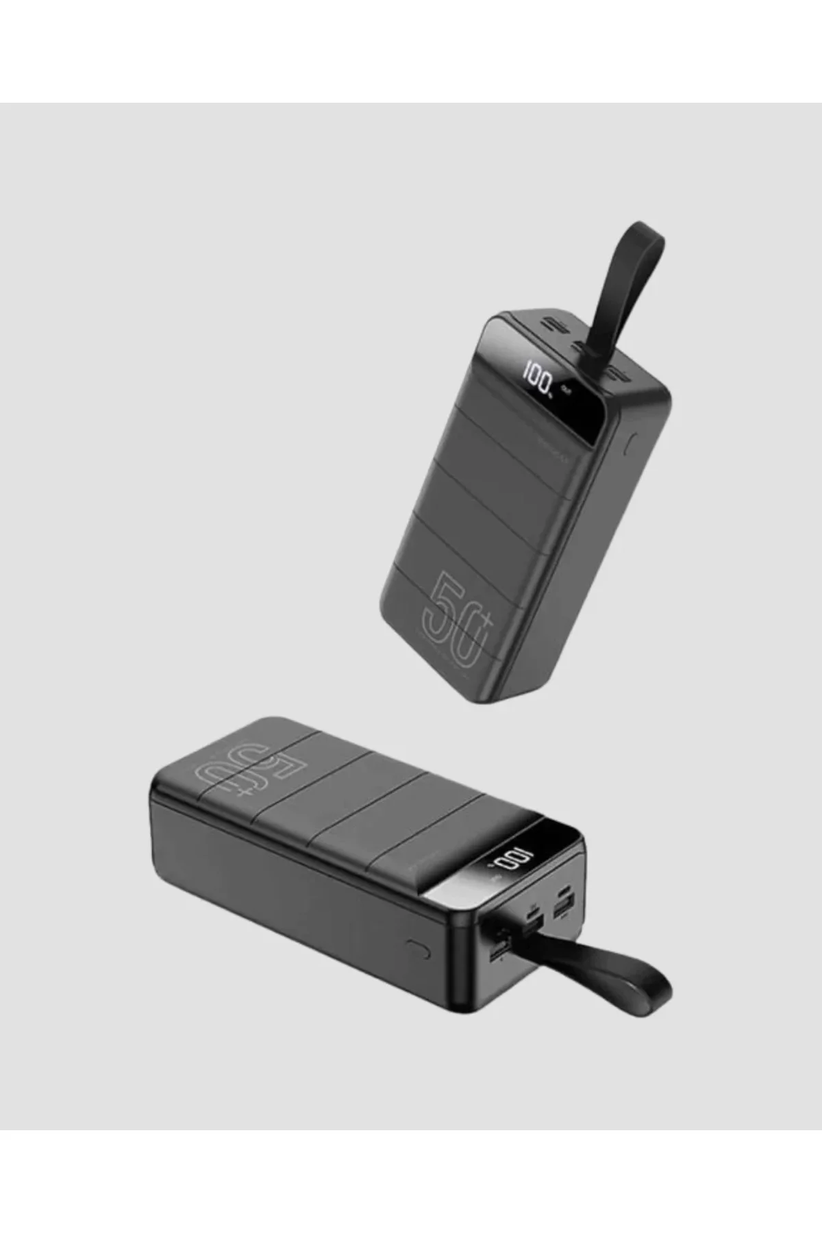 50.000 mAh Kapasiteli Powerbank – Hızlı Şarj Destekli, 4 USB Portlu, LED Işıklı Taşınabilir Enerji D