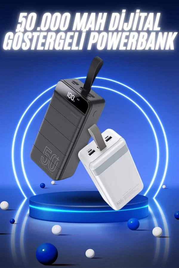 50.000 Mah Powerbank Turbo Hızlı Led Göstergeli Android İOS Uyuml