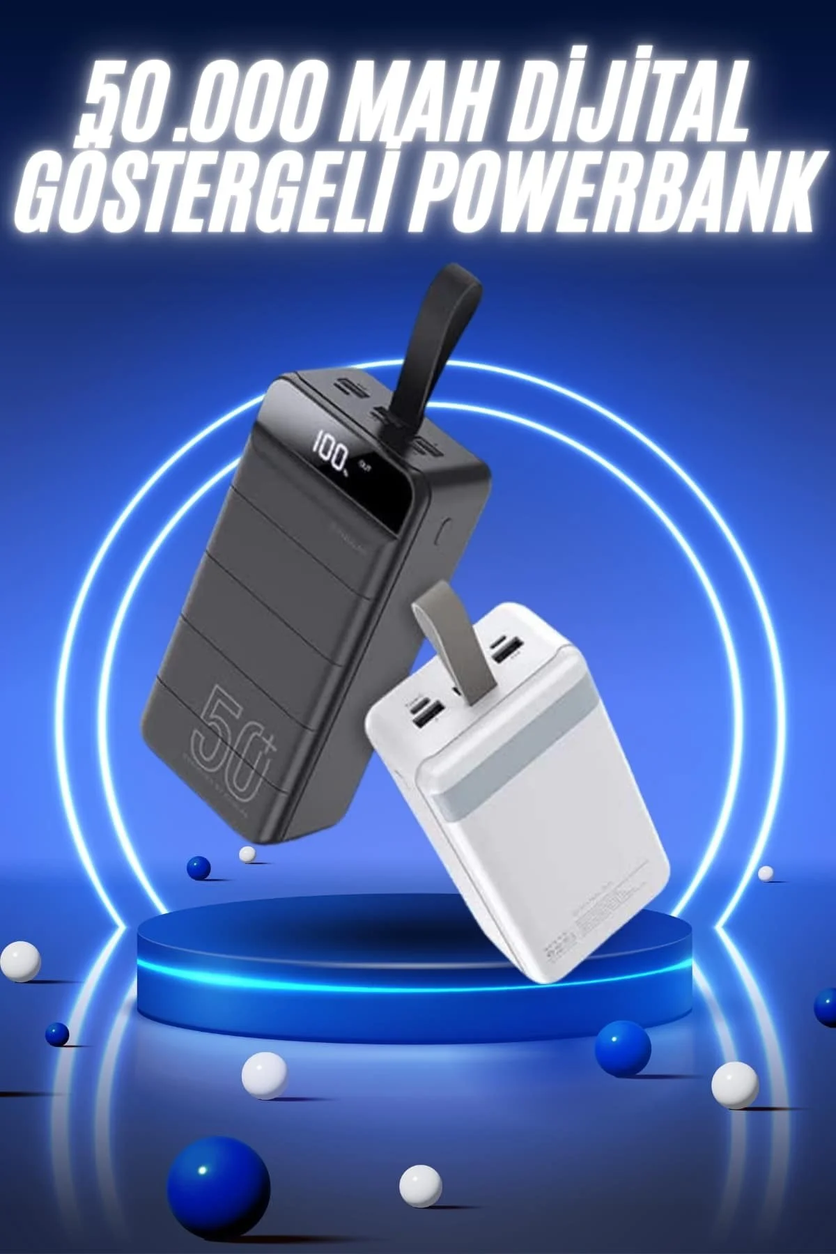 50.000 Mah Powerbank Turbo Hızlı Led Göstergeli Android İOS Uyuml