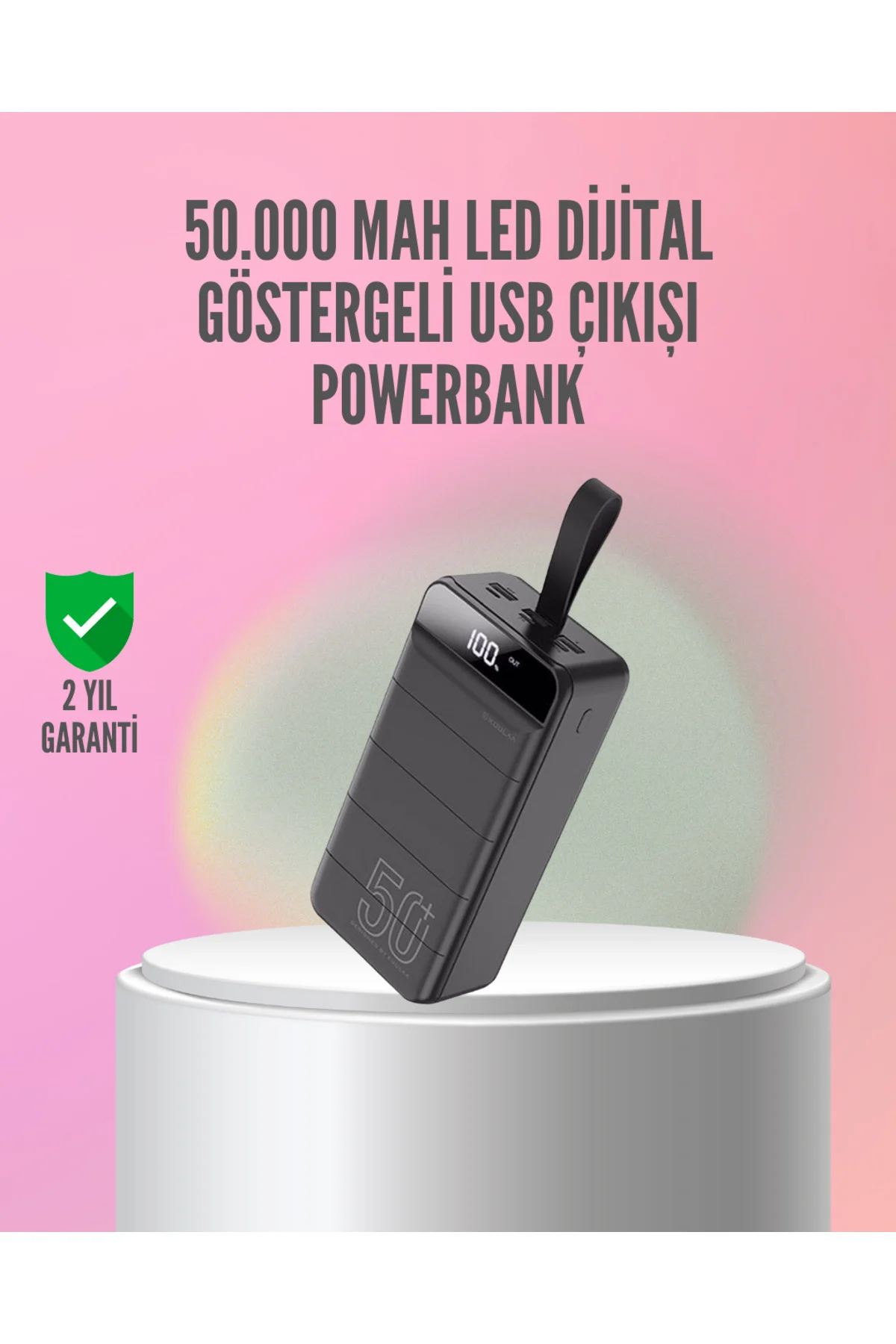 50.000 mAh Ultra Güçlü Powerbank 4 USB Çıkışlı, LED Dijital Göste