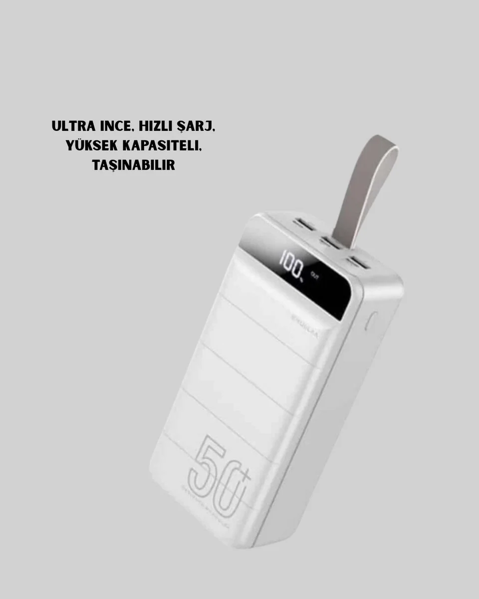 50000mAh Hızlı Şarj ve LED Ekranlı Powerbank - 4 Çıkışlı Şarj Cihazı