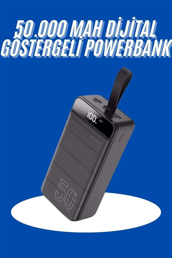 50000mAh Hızlı Şarj Powerbank - Taşınabilir 4 Portlu Akıllı Şarj Cihazı