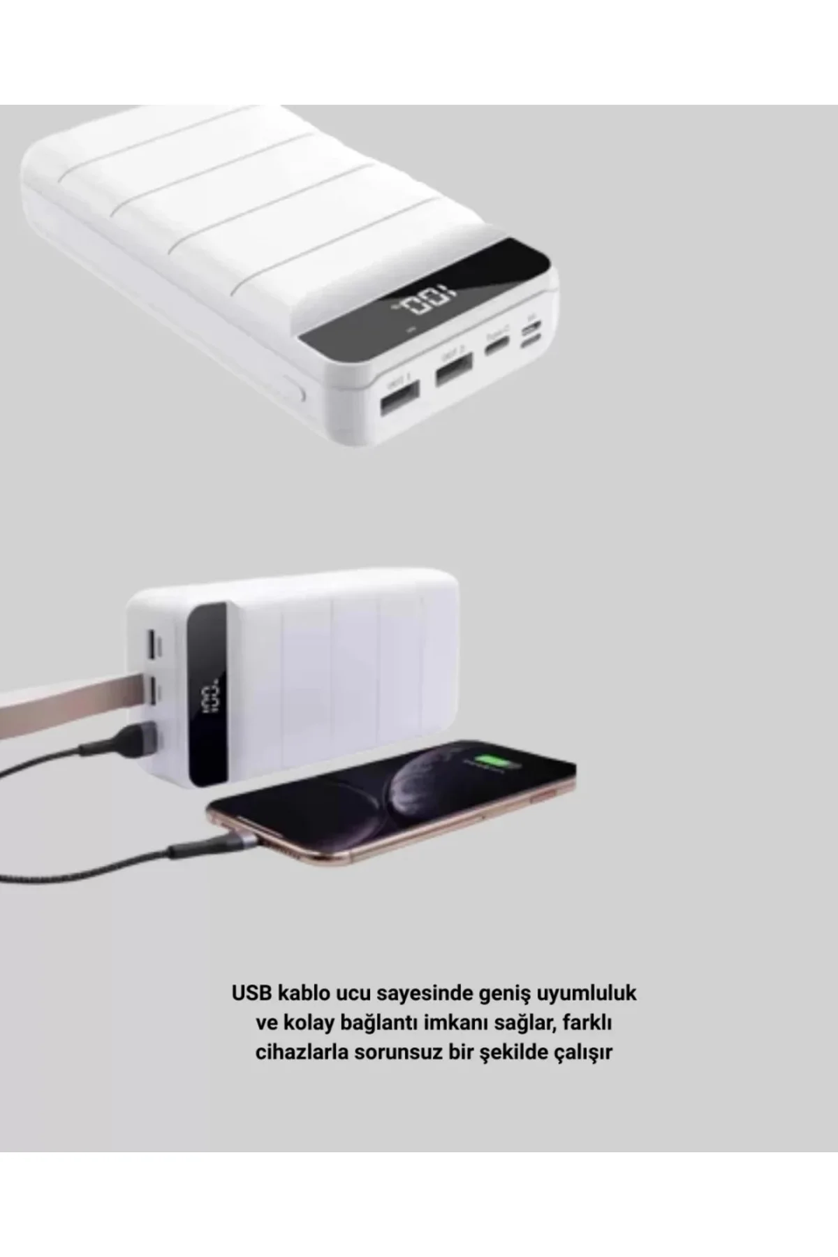 50000mAh Yüksek Kapasiteli Powerbank Hızlı Şarj ve LED Ekranlı