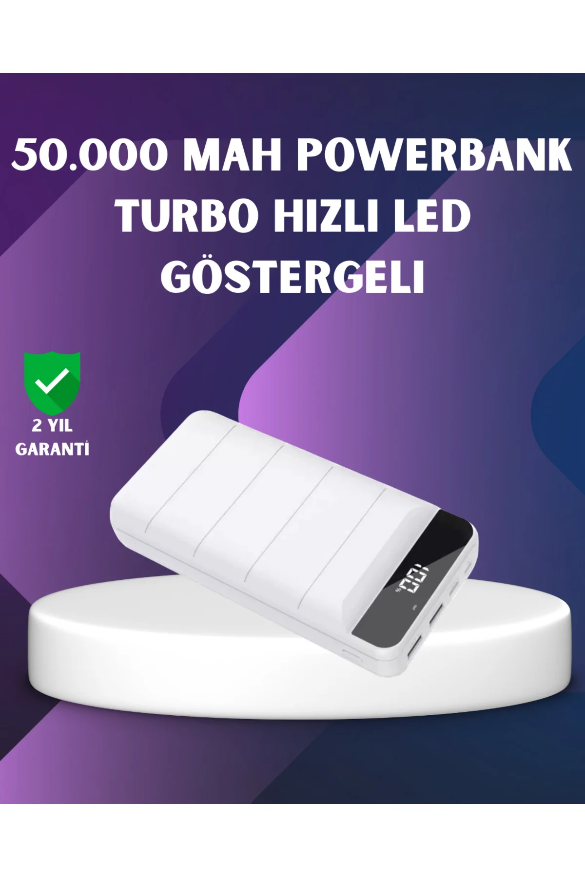 50000mAh Yüksek Kapasiteli Powerbank Hızlı Şarj ve LED Ekranlı - 