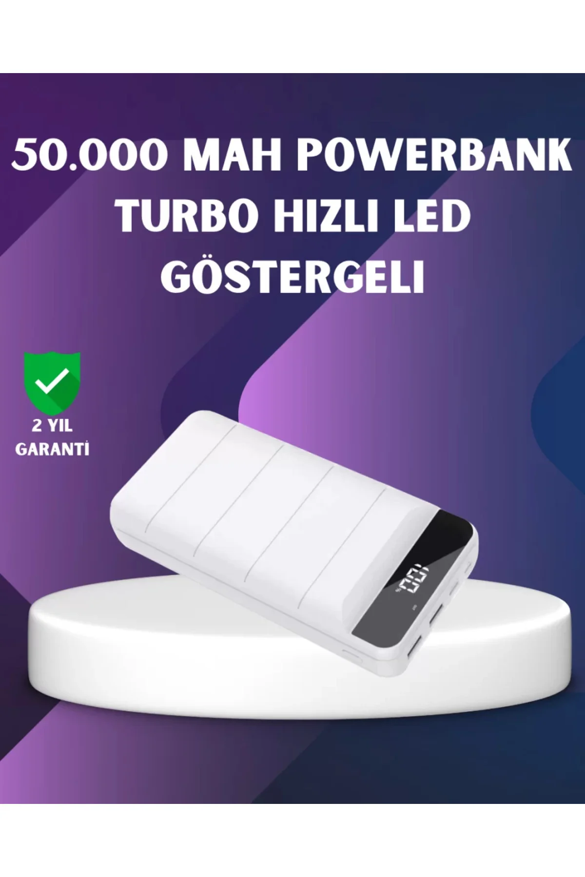 50000mAh Yüksek Kapasiteli Powerbank Hızlı Şarj ve LED Ekranlı