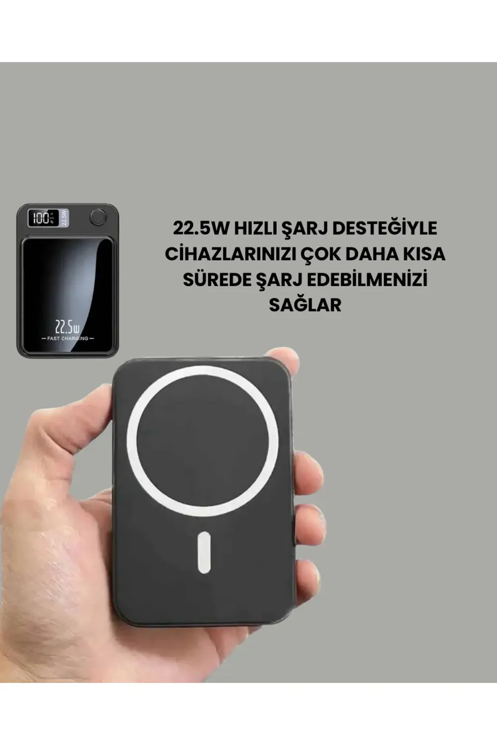 5000mAh / 10000mAh Kapasiteli Manyetik USB-C ve Kablosuz Powerban