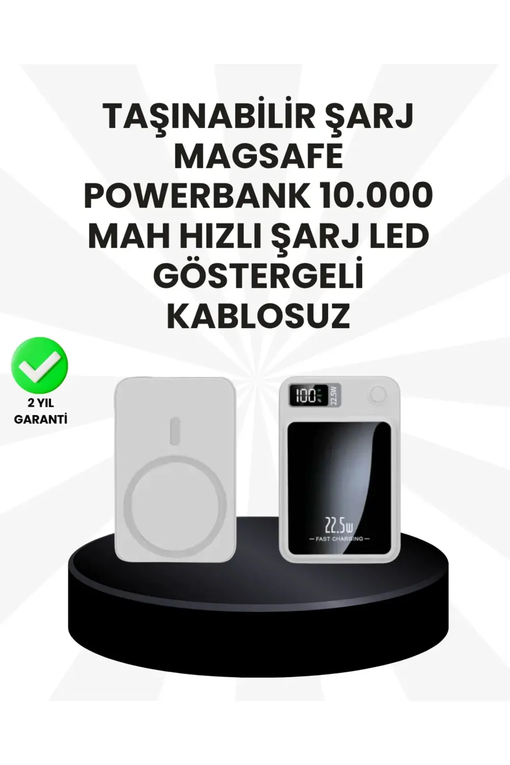 5000mAh / 10000mAh Kapasiteli Manyetik USB-C ve Kablosuz Powerban