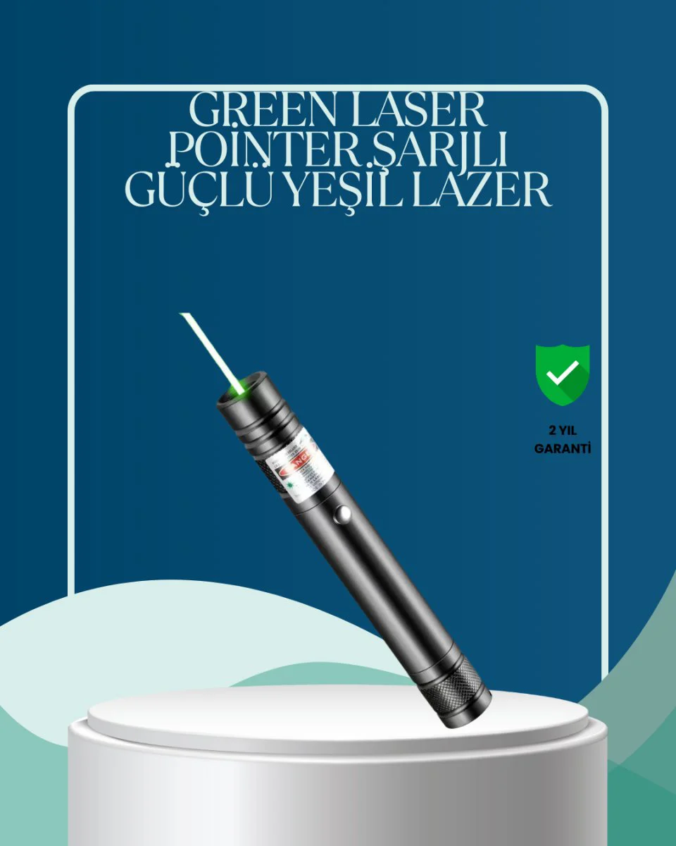 5000mW Yeşil Lazer İşaretleyici - Sürekli Dalga, 680mAh Pil, Profesyonel Gösteriler İçin