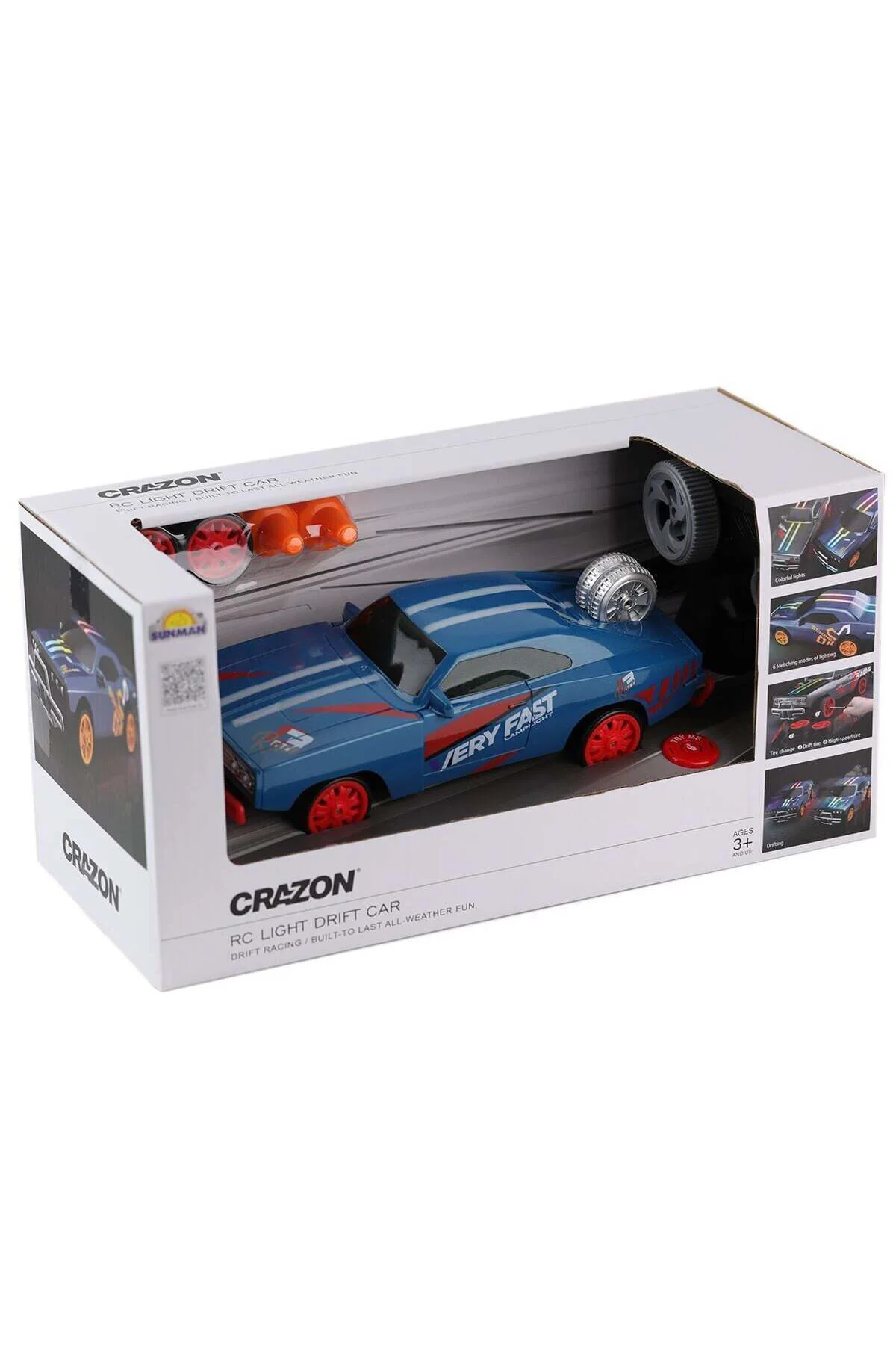 5016 Sun-Yfn-Crn-Rc Araba Drift Ff Yedek Tekerlek Kukali Işikli 7 4V Usb 2A