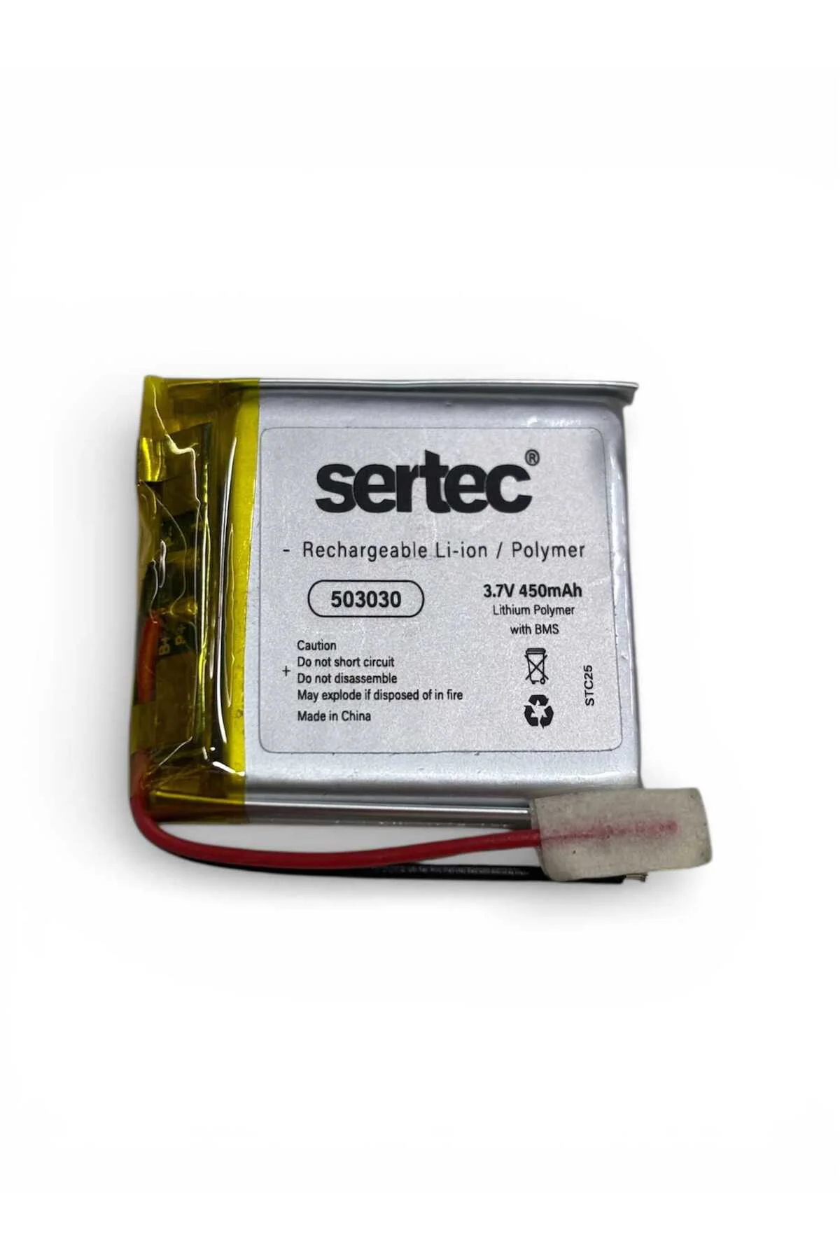 503030 3.7V 450mAh Li-Polymer Pil (Devreli/1.5A)