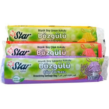 505   Star Büzgülü Çöp Torbası 65*70cm - Çilek