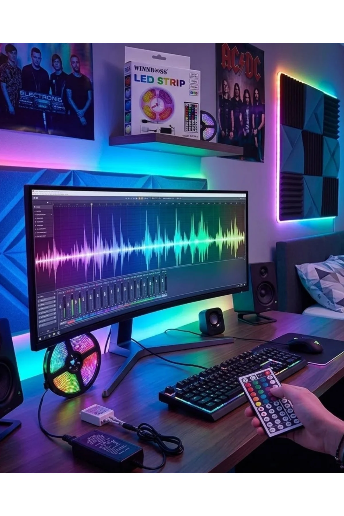 5050 Rgb Led Şerit 5 Metre Uzaktan Kumandalı Ortam Aydınlatma Led