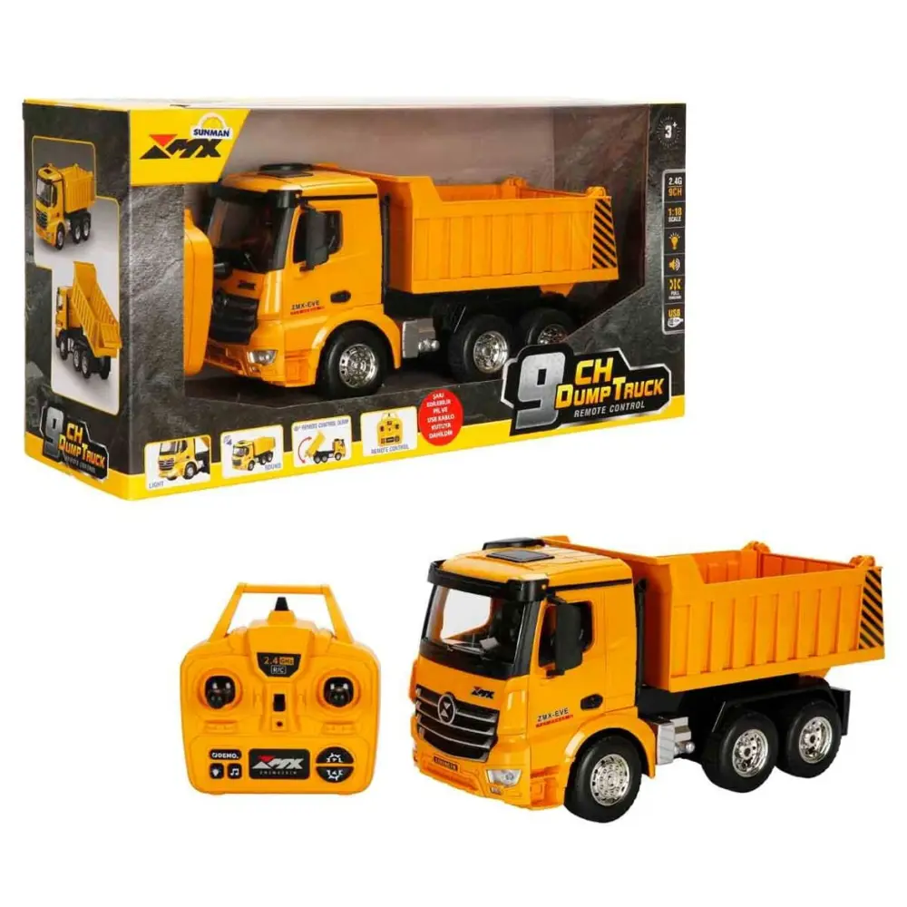 5083 NessiWorld-RST-RC İŞ MAKİNESİ 1 18 DAMPERLİ KAMYON FF IŞIKLI