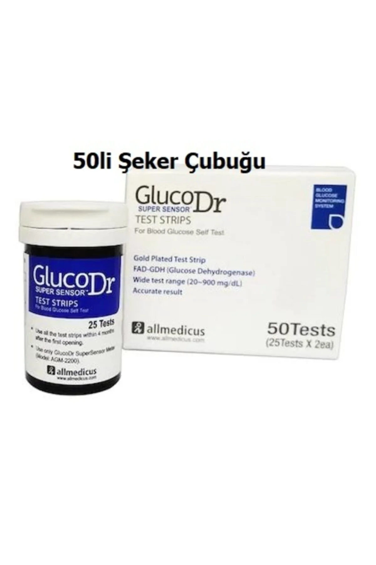 50li 1 Kutu Şeker Stribi Glucodr Süper Sensör Strip