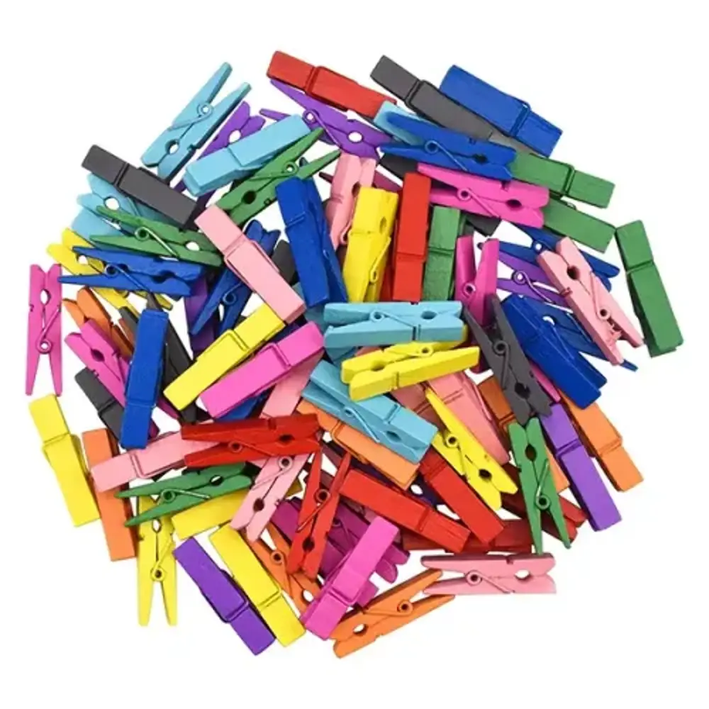 50'li Renkli Ahşap Mandal Seti (3.5 cm)