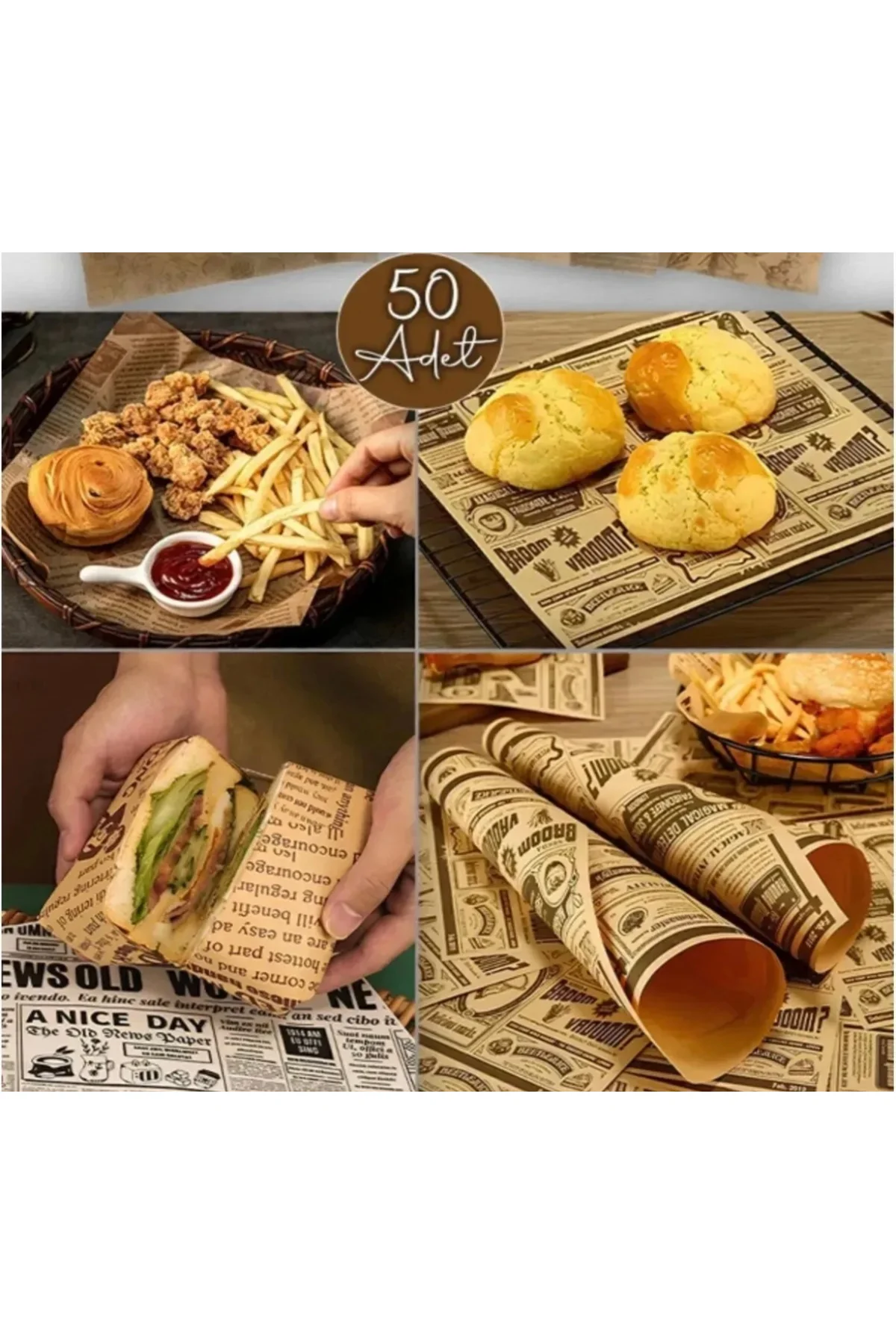 50’li Vintage Desenli Yağlı Kağıt | Sandviç, Pişirme, Paketleme V