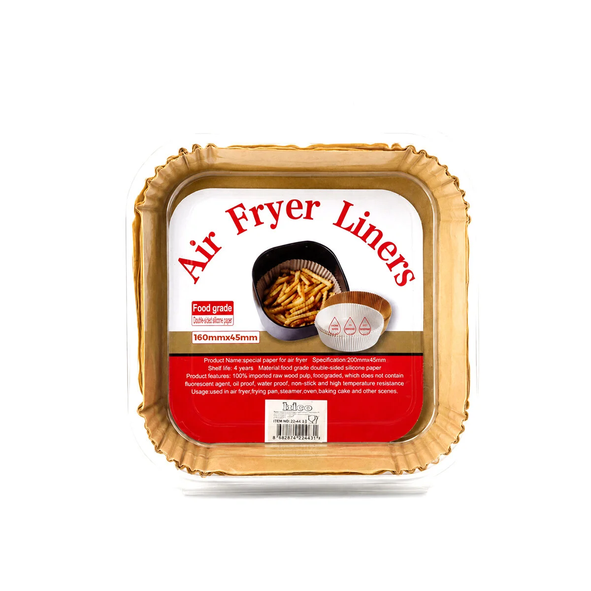 50PCS Kare Taban: 16CM - Kenar: 4.5CM Air Fryer Pişirme Kalıp Kağıt Fiyatı, Yorumları ve Özellikleri