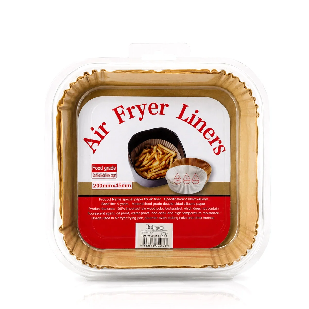 50pcs Kare Taban: 20cm - Kenar: 4.5cm Air Fryer Pişirme Kalıp Kağıt Bx40 Fiyatı, Yorumları ve Özellikleri