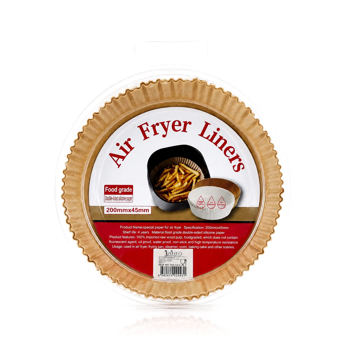 50PCS Yuvarlak Taban: 20CM - Kenar: 4.5CM Air Fryer Pişirme Kalıp Kağıt Fiyatı, Yorumları ve Özellikleri