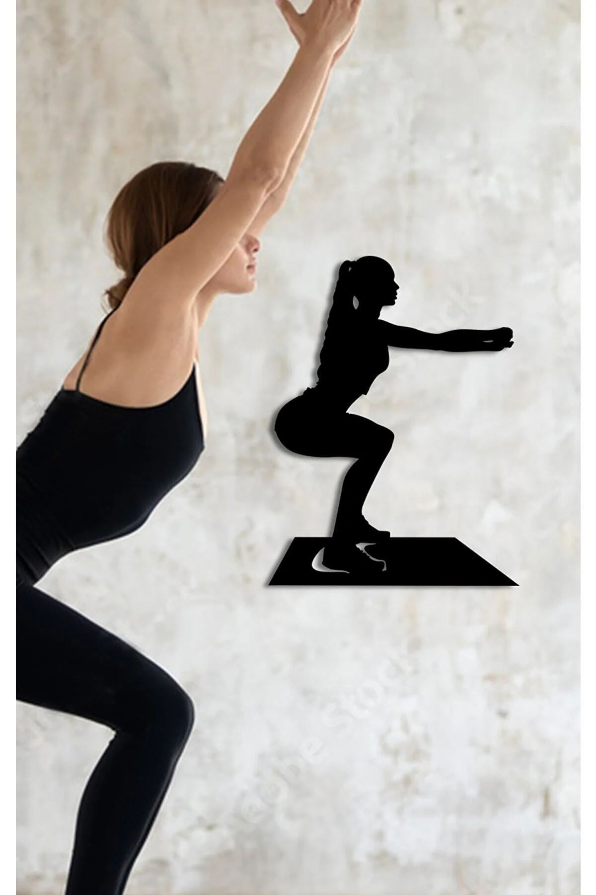 50x38 Pilates Squat Dekor Tablo Mdf Ahşap Lazer Kesim Duvar Panos