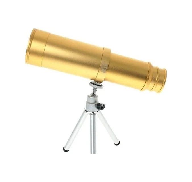 50x50 Panda Metal Gövde Tek Gözle Büyük Mercek Korsan Dürbün Gold - Çok Renkli