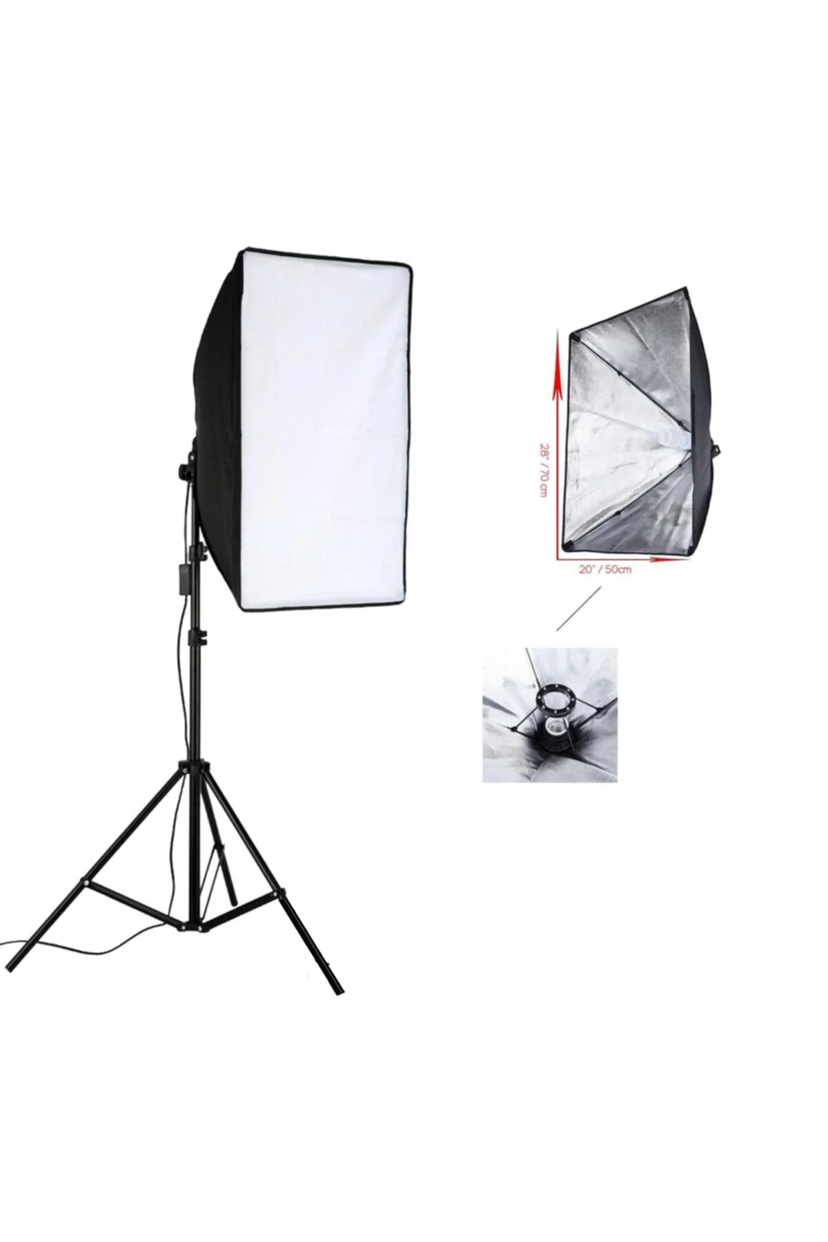50x70 Softbox Daimi Işık Kaynağı 2x85watt Ampullü