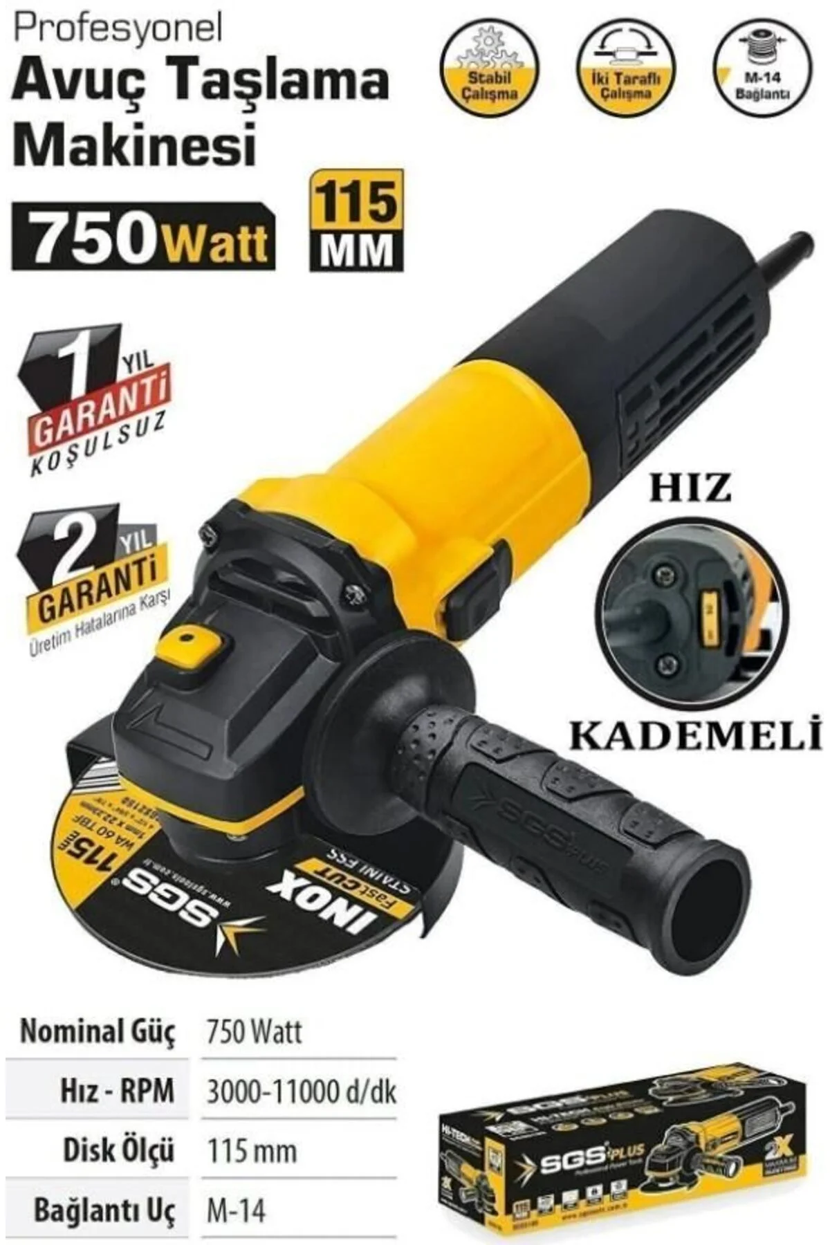 511 Devir Ayarlı Avuç Taşlama 115 750 Watt 511 Devir Ayarlı Avuç Taşlama 115 750 Watt - Görsel 2