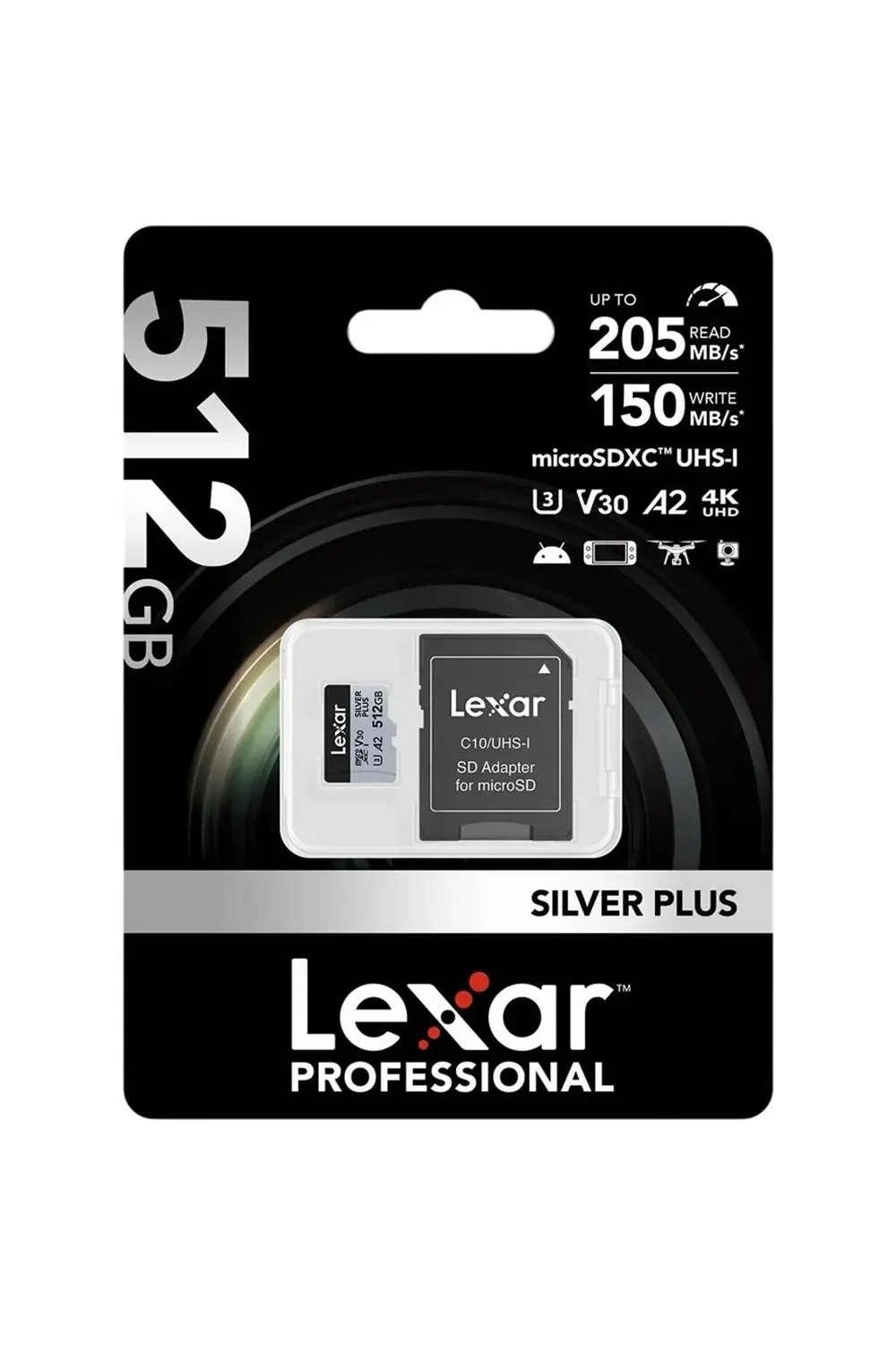512GB Yüksek Performanslı Silver Plus Microsdxc Uhs-I Up To 205MB