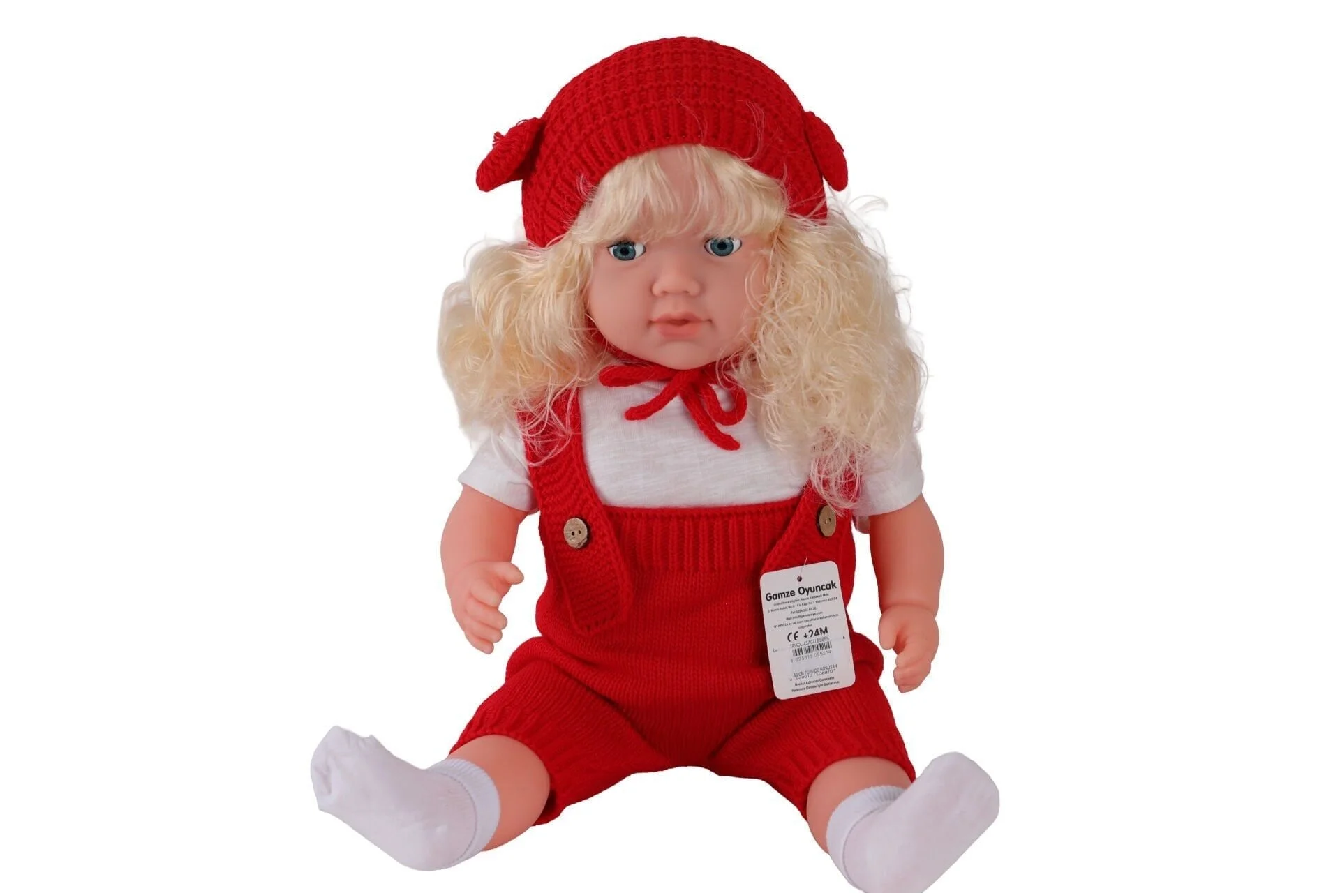 5214 60 CM TRİKOLU TULUMLU SAÇLI BÜYÜK BEBEK