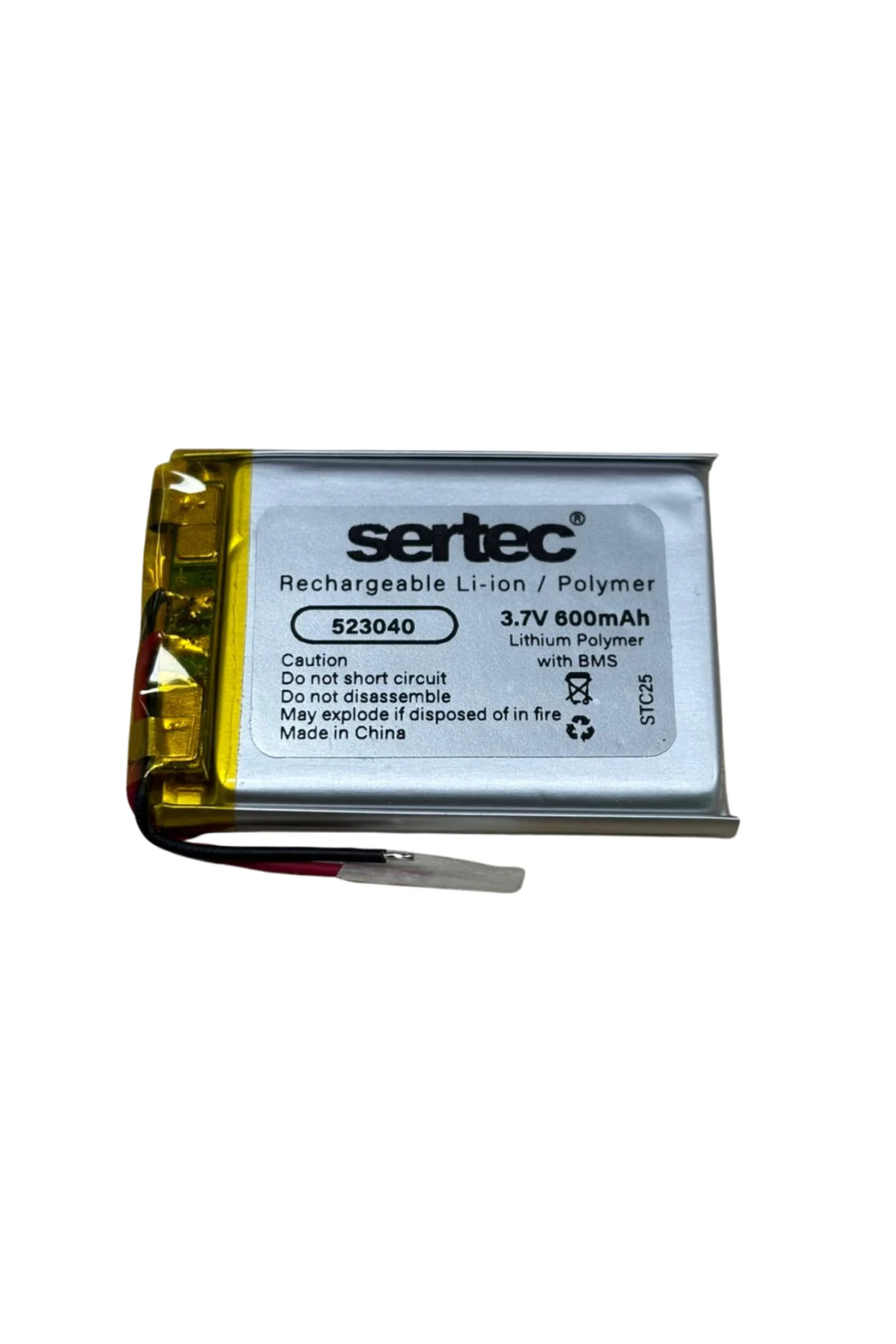 523040 3.7V 600 MAh Li-Polymer Pil (Devreli/1.5A)