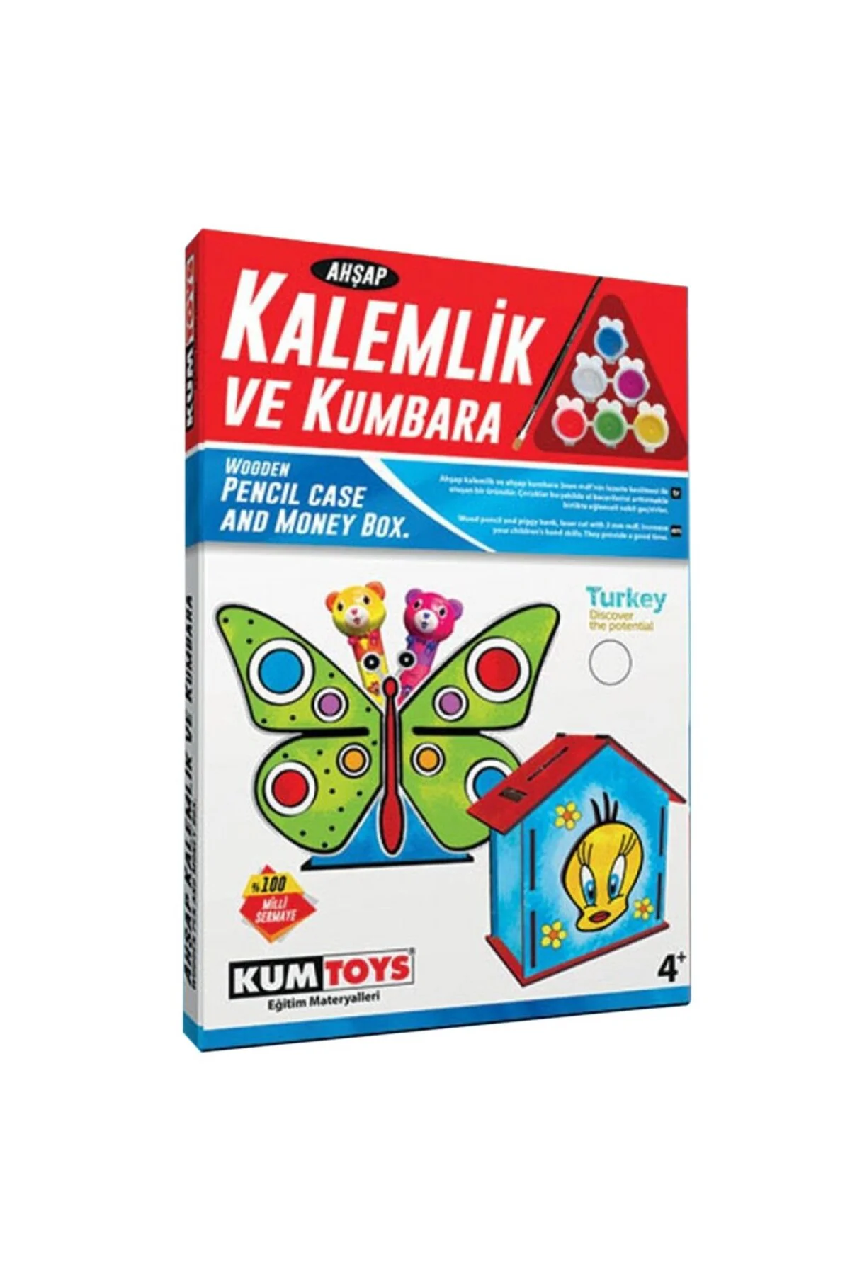 5304 Ahşap Kalemlik ve Kumbara Seti
