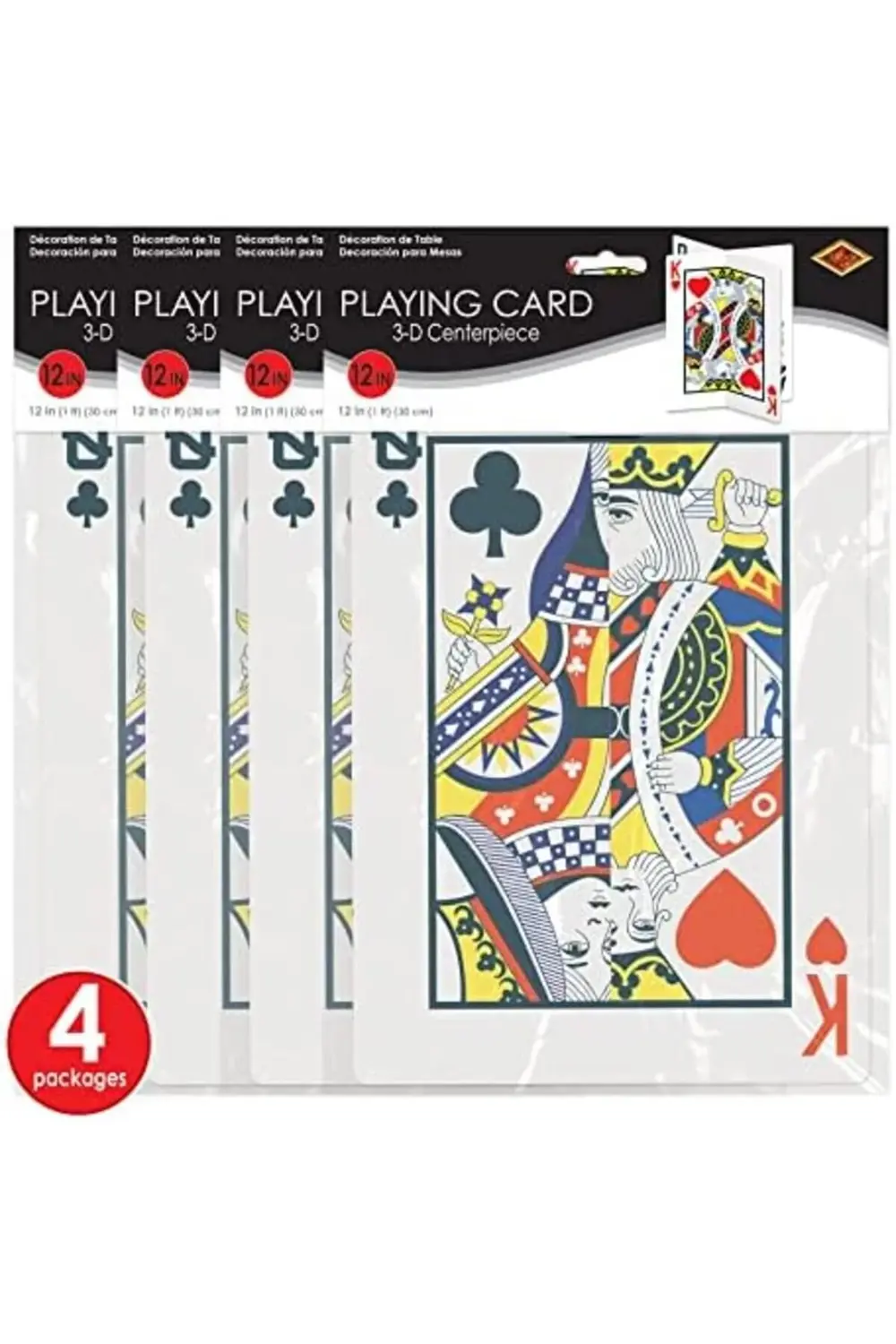 54924 4 Parça 3D Oyun Kartı Merkezi Parçaları, 30,48 cm, Kağıt, Ç