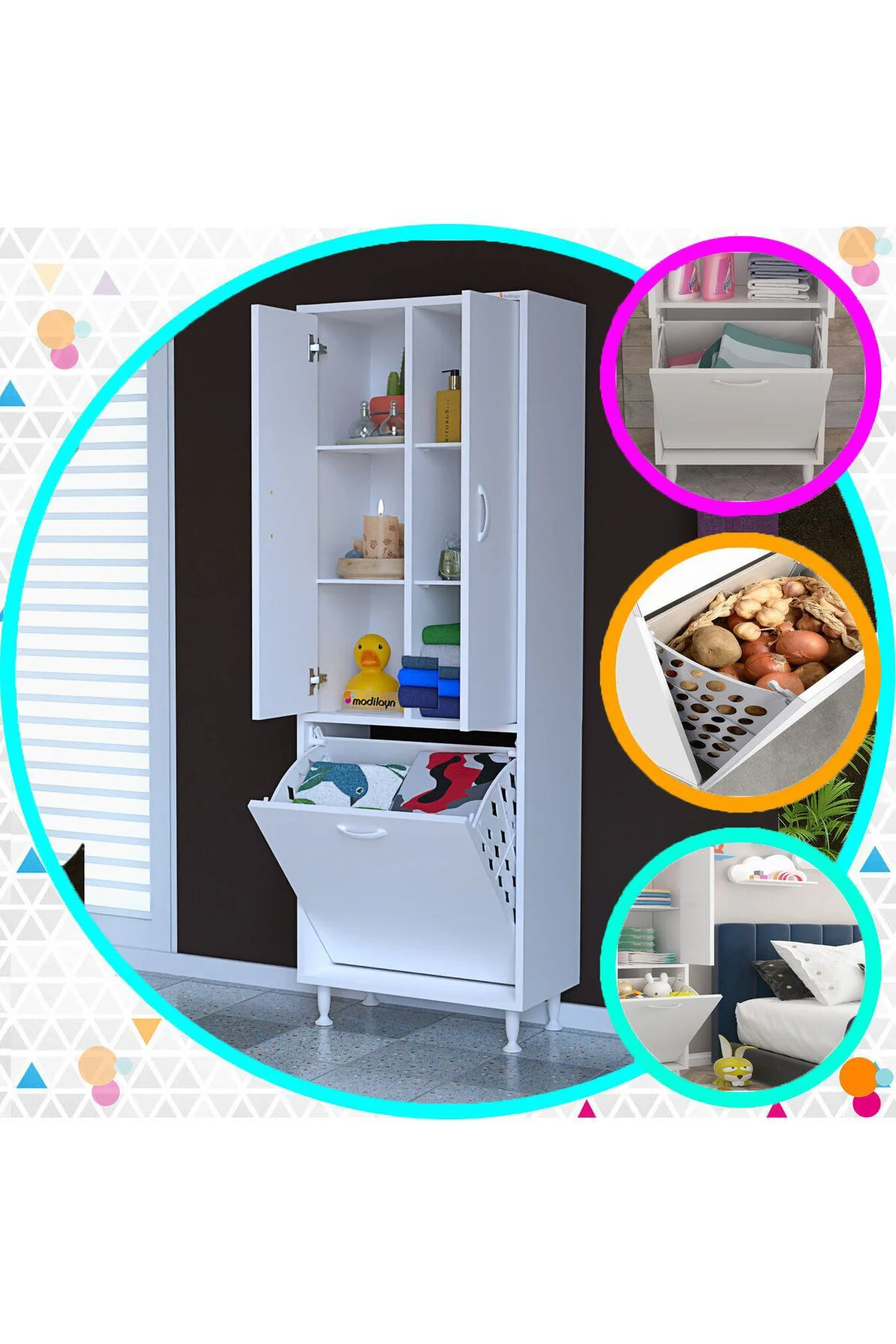 55 X 160 X32,5cm 3 Kapaklı Çok Amaçlı Mutfak Dolabı Sepetli Banyo 55 X 160 X32,5cm 3 Kapaklı Çok Amaçlı Mutfak Dolabı Sepetli Banyo
