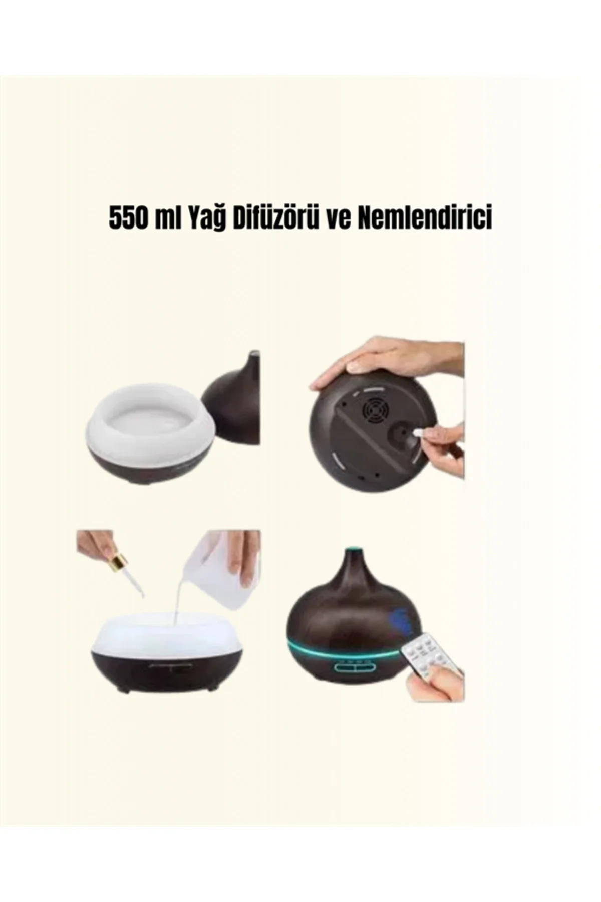 550 ml Kapasiteli Ultrasonik Difüzör – Yağsız Nemlendirici Kullan