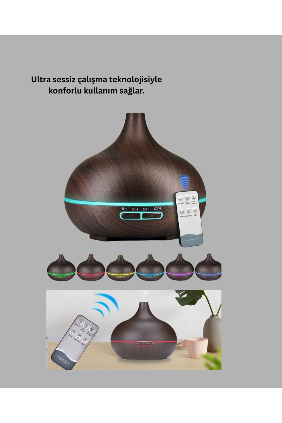 550ML Ultrasonik Hava Nemlendirici ve Aromaterapi Difüzörü - Lisi