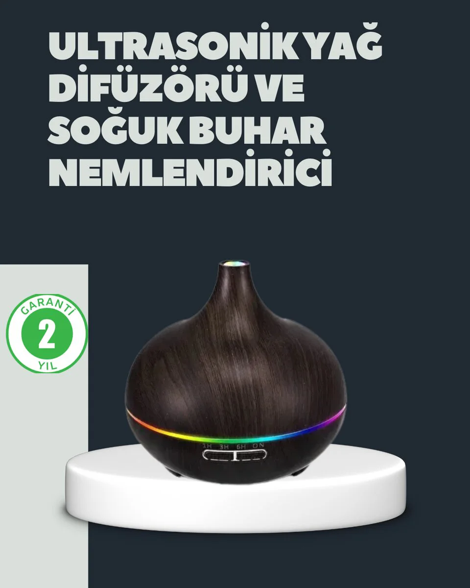 550ML Ultrasonik Hava Nemlendirici ve Aromaterapi Difüzörü - Sessiz Nemlendirme, Uzun Çalışma Süresi
