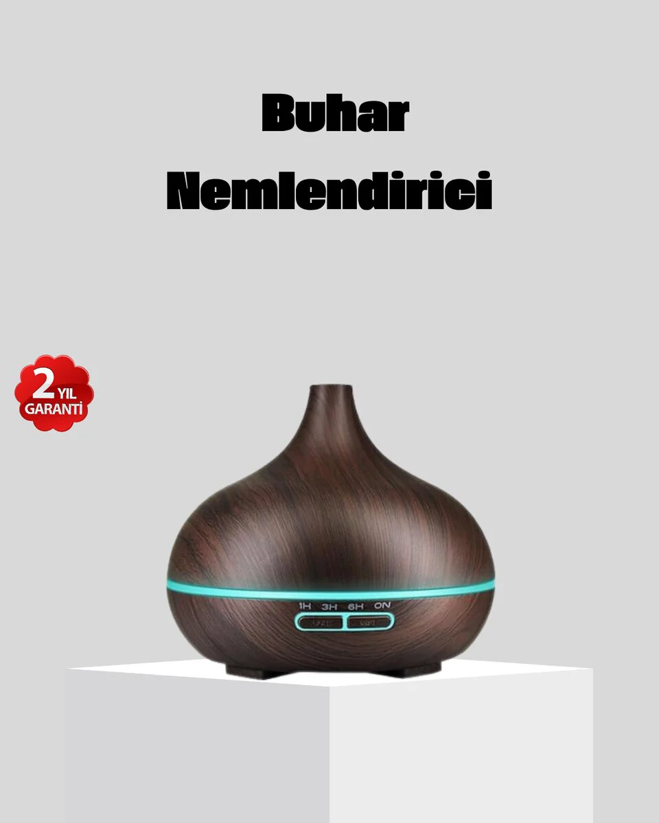 550ml Ultrasonik Nemlendirici ve Aromaterapi Difüzörü - 8 Saat Süre, 7 Renkli LED ve Sessiz Çalışma
