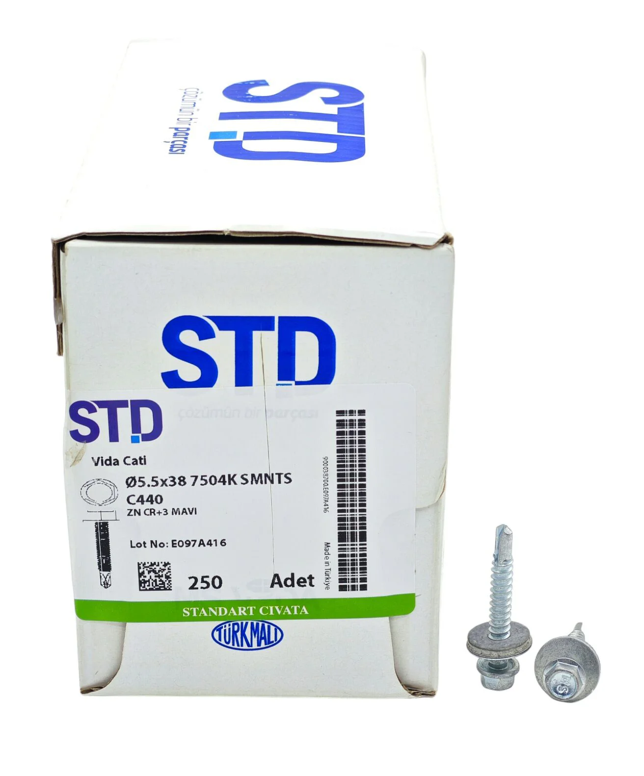 5538   STD 5.5*38mm Matkap Uçlu Trapez Çatı Vıda 250li
