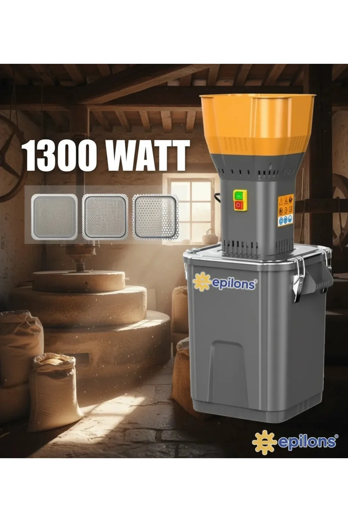 55l 1300 W Profesyonel Tahıl Yem Öğütücü – 9 Paslanmaz Elek Hediy