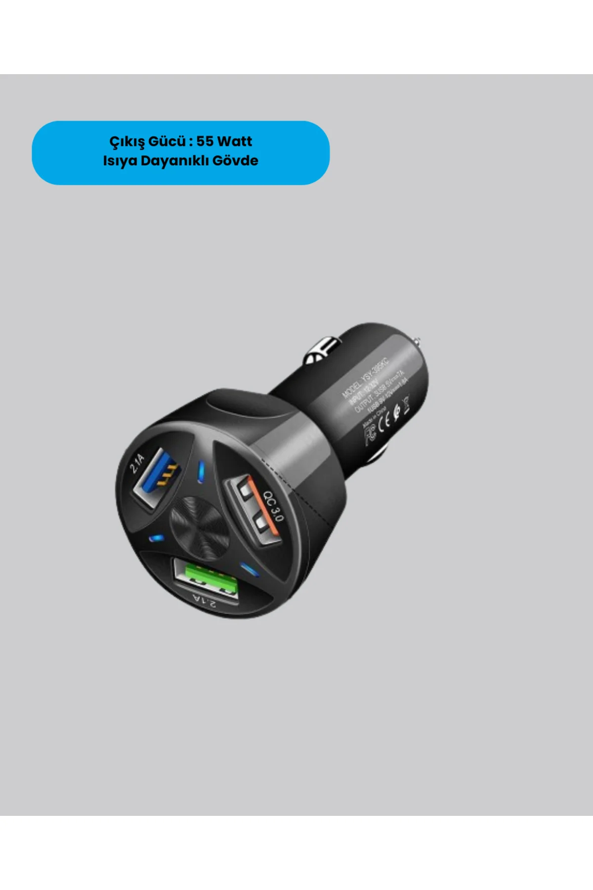 55W Hızlı Araç Şarj Cihazı Quick Charge 3.0 ve PD Destekli - Lisi