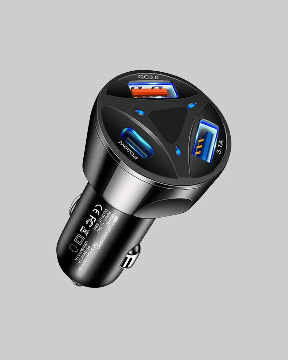 55W Hızlı Araç Şarj Cihazı - Quick Charge 3.0 & PD Destekli, 2 Portlu Güçlü Şarj Cihazı